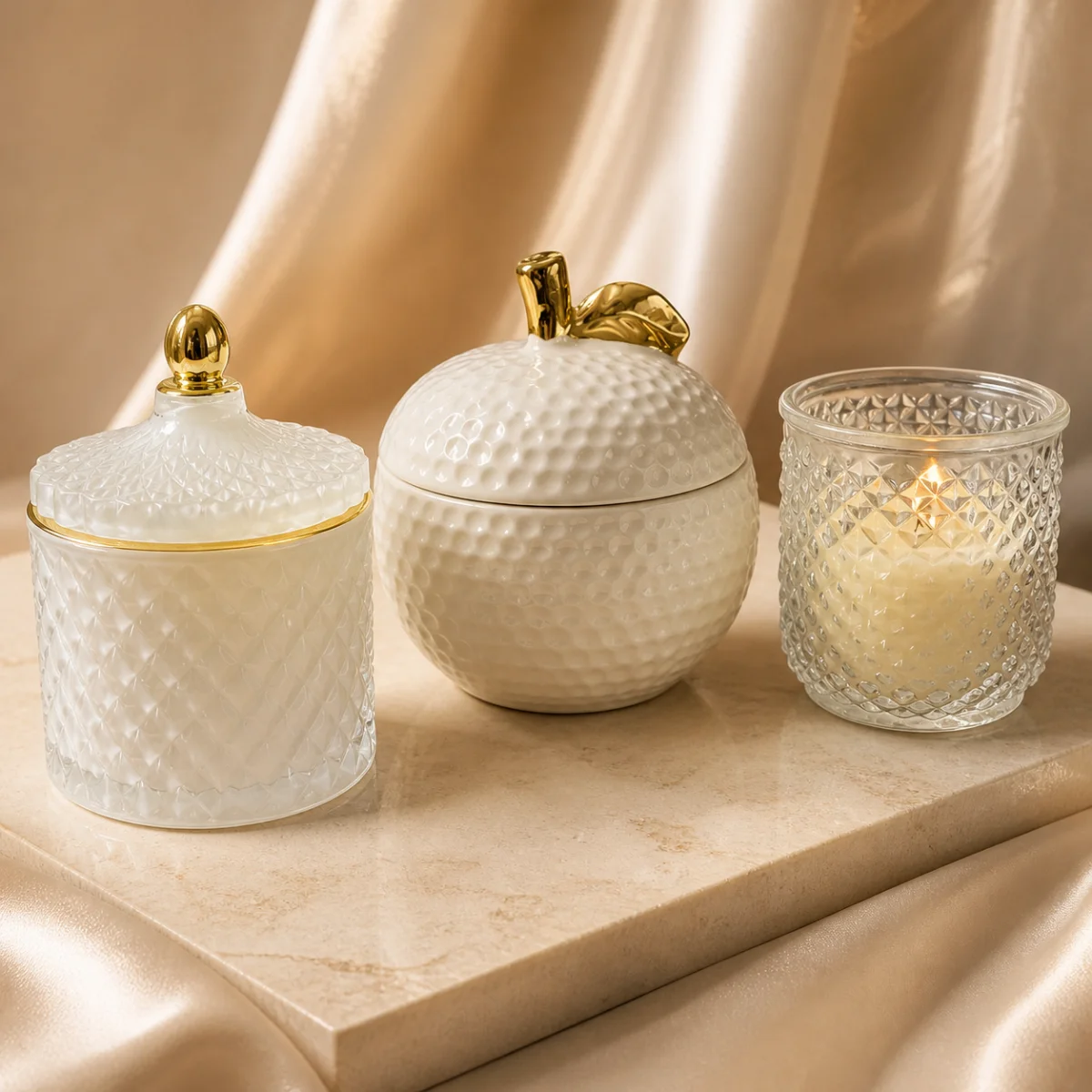 Golden Ceramic Candle Range